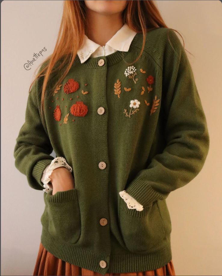 Persephone Embroidered Cardigan - Greek Mythology - Witchy Soft and Warm Knitwear Sweater - Cottage Core - LAST CHANCE