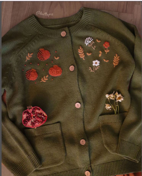 Persephone Embroidered Cardigan - Greek Mythology - Witchy Soft and Warm Knitwear Sweater - Cottage Core - LAST CHANCE